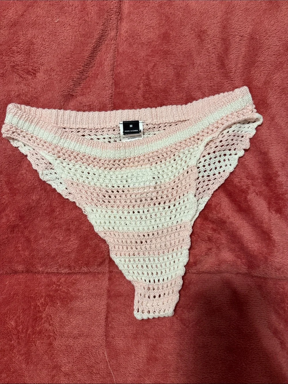 Striped Crochet Boxer Briefs - Pink & Cream